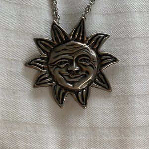 Hand made Sterling Silver Sun Pendant and Chain